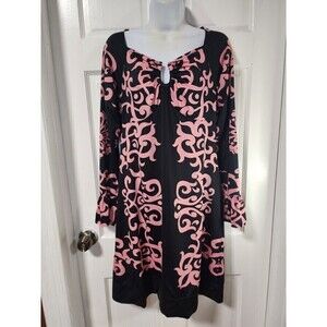 INC International Concepts Geo Black Pink Print Empire Dress Medium Casual Chic